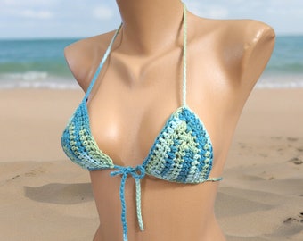 Crochet COTTON Bikini Bralette Top  Made to order Size/Color   Festival Wear, Summer Beach Wear, Rave Top