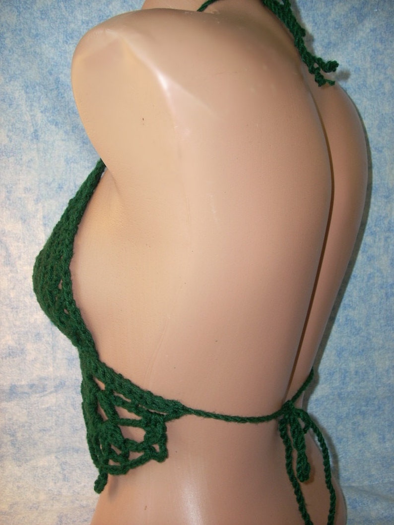 Custom Crochet Halter Top Made to order Size AA to DDD Crop Top Festival Wear Midriff Yoga, Rave Top image 5