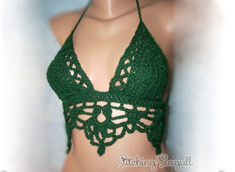 Custom Crochet Halter Top Made to order Size AA to DDD Crop Top Festival Wear Midriff Yoga, Rave Top image 1