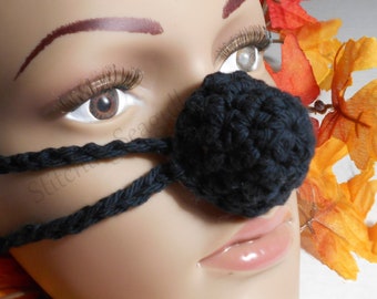 Black Cotton Nose Warmer Ready to Ship!  Crocheted Nose Mitten