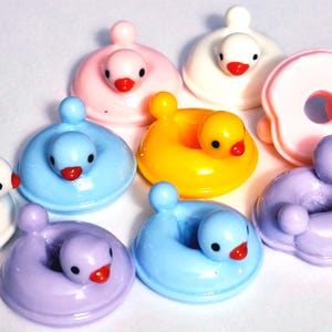 9 Miniature Duck Pool Float Charms: Dollhouse Jewelry Making