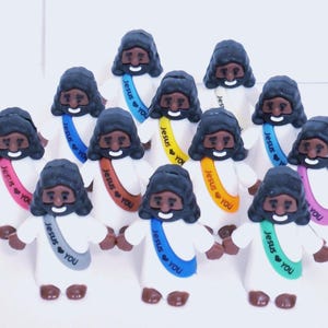 Mini Black Jesus Figure: With or Without Gift Bag or Jump Ring for Jewelry, Craft or Gift