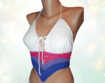 Custom Pride Halter Top Your flag colors -Your choice of LGBTQ+, Asexual,  Pansexual, Bisexual, Transgender, & MORE  Festival or Parade Wear
