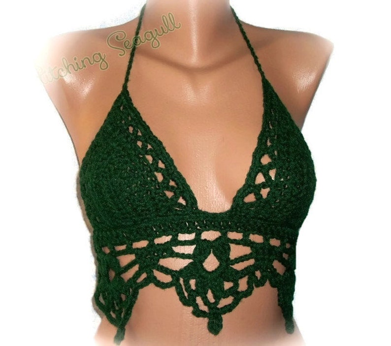 Custom Crochet Halter Top Made to order Size AA to DDD Crop Top Festival Wear Midriff Yoga, Rave Top image 4