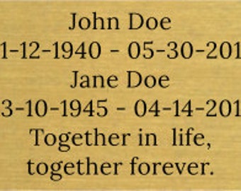 Personalized Engraving, Engraved Brass Plate Brushed, 2" X 4"  w/ 6 Line Text, Laser Engraved Plates,