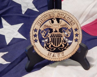 US Navy Military Wood Laser Cut Eagle Logo Emblem Sign