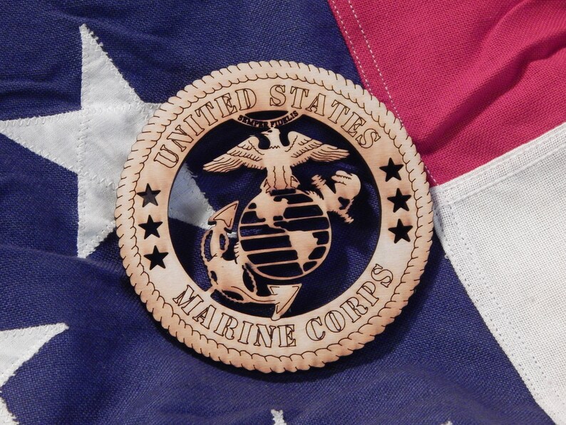 US Wood Marine Corps Emblem Military Urn Freedom Military Etsy
