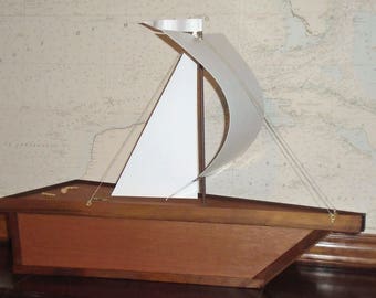 Handcrafted Wooden Sailing Ship Urn, Biodegradable Nautical Cremation Vessel