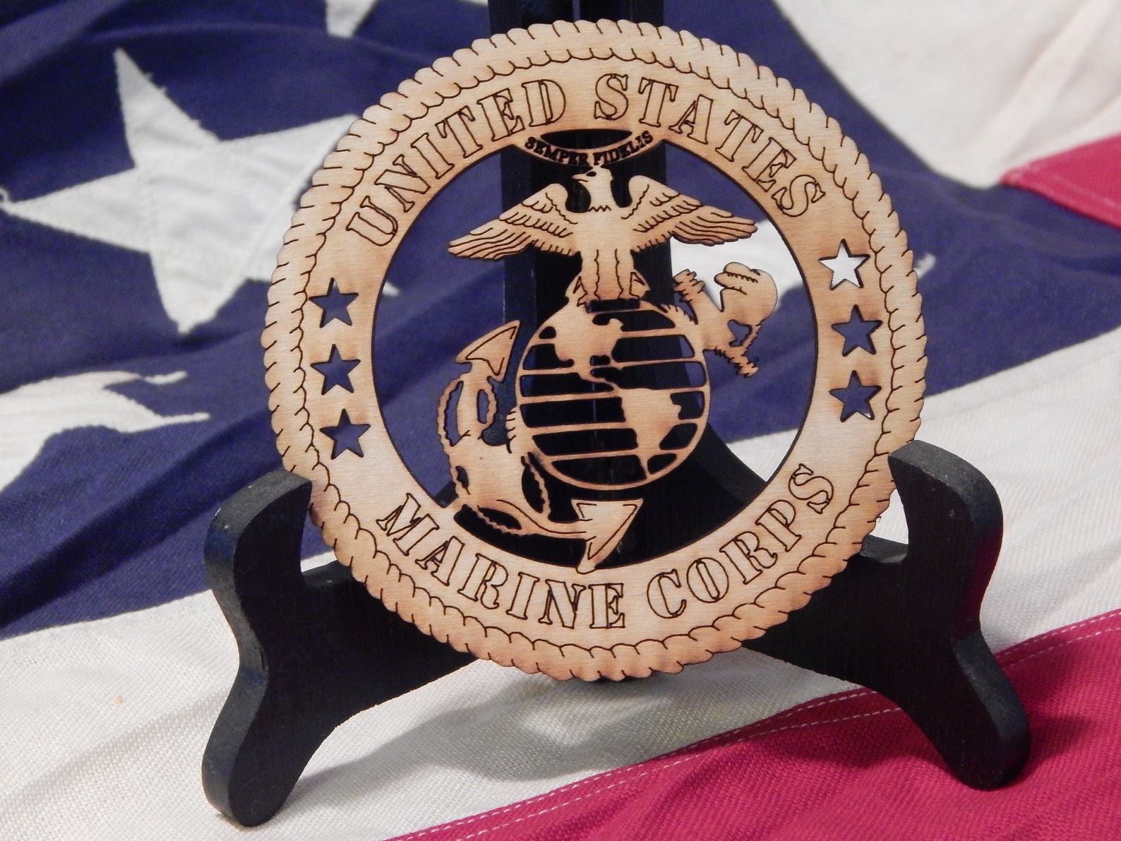 US Wood Marine Corps Emblem Military Urn Freedom Military Etsy