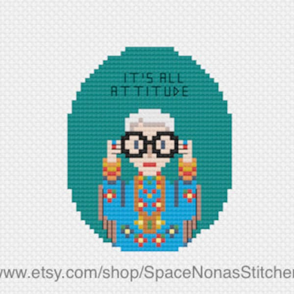 Iris Apfel - Cross Stitch Pattern - Downloadable PDF