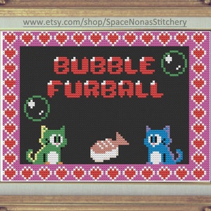 Bubble Furball/Bubble Bobble - Cross Stitch Pattern - Downloadable PDF