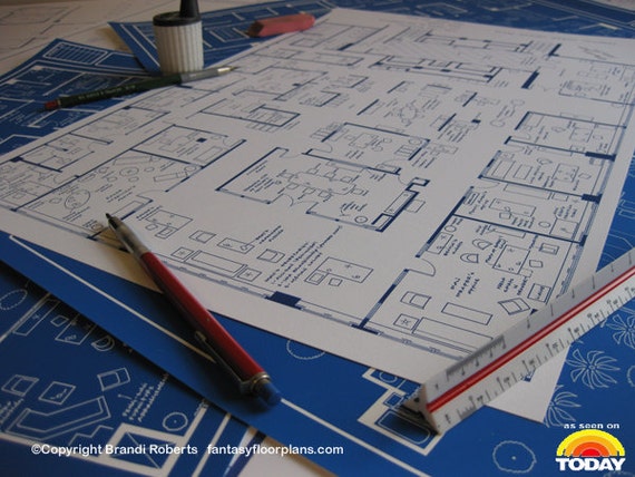 Mad Men Blueprint Poster Floor Plan For Offices Of Sterling Etsy