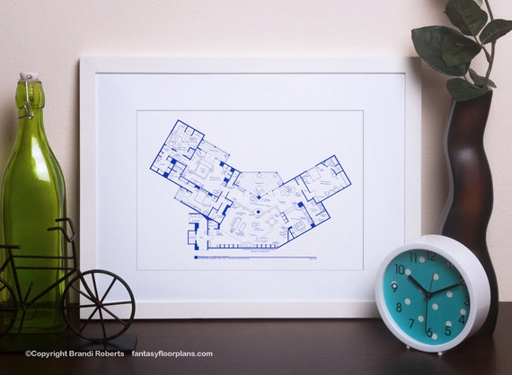 Frasier Apartment Poster Tv Show Floor Plan Blueprint Art Etsy