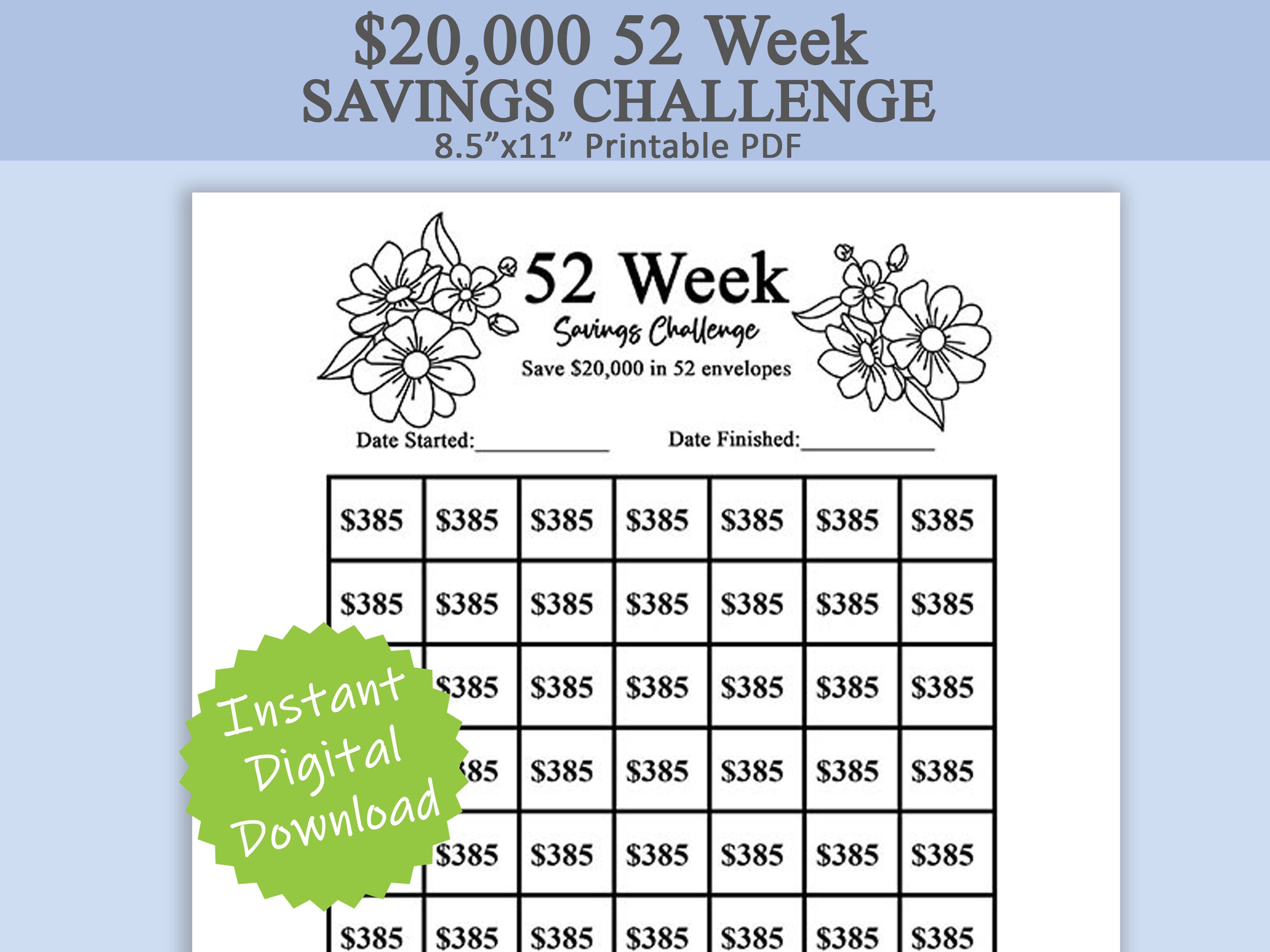 52 Week Money Challenge Printable Pdf