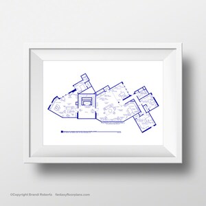 Big Bang Apartment Floor Plan Poster - Detailed, Hand-Drawn BluePrint for Home of Sheldon, Leonard and Penny - Art Print - Big Bang Gift