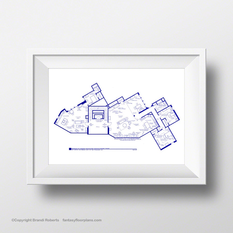 Big Bang Apartment Floor Plan Poster Detailed, Handdrawn Blueprint for