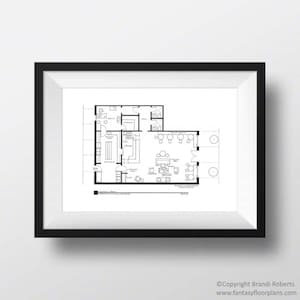 Central Park Cafe Floor Plan - TV Show Layout - Black and white art for Ross Phoebe Joey Chandler Monica Rachel