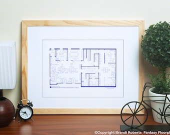 The Office TV Show - Dunder Mifflin Floor Plan - Blueprint Poster - Scranton Office of Dunder Mifflin - Gift for The Office TV Show!
