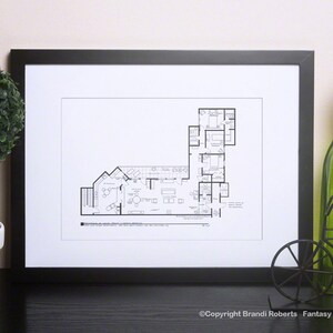 George and Louise Jefferson&#39;s Apartment Layout - Sitcom TV Show Floor Plan for The Jefferson&#39;s - Gift for Architects - Living room wall art