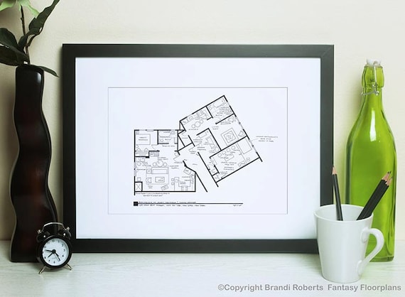 Seinfeld And Kramer Apartment Floor Plan Famous Tv Show Etsy