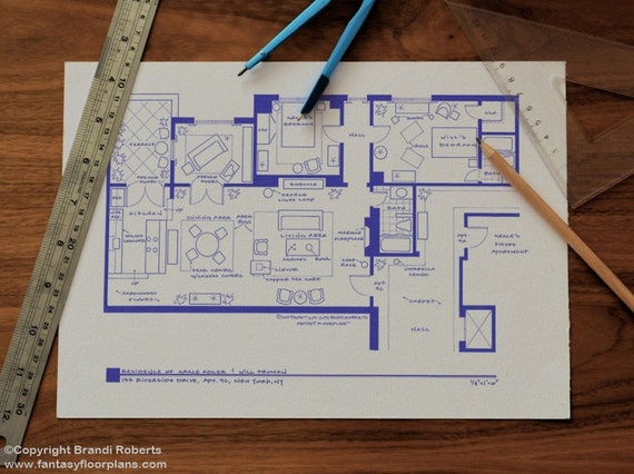 Will And Grace Apartment Floor Plan Tv Show Floor Plan Etsy