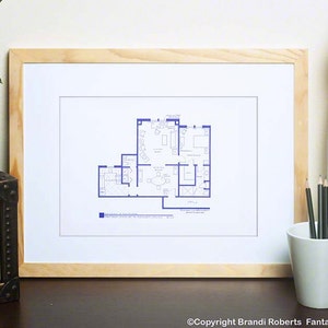 X-files - Agent Fox Mulder&#39;s Apartment Blueprint Poster - Famous TV Show Floor Plan - NBC Today Show Featured Artist! Gifts under 50