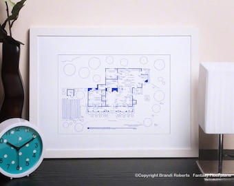 The Waltons House Floor Plan - Fictional Hand-Drawn Blueprint for Home of John Walton - 1st Floor - Gift for Architects - Architecture art
