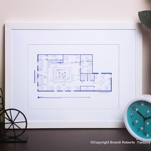 Cheers Pub TV Show Floor Plan - Blueprint Poster - Fictional Hand-Drawn Art of Boston Pub - Sam Malone *Featured on NBC&#39;s Today Show