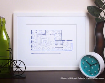 Cheers Pub TV Show Floor Plan - Blueprint Poster - Fictional Hand-Drawn Art of Boston Pub - Sam Malone *Featured on NBC's Today Show