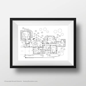 Golden Girls Floor Plan - Golden Girls Gift - TV Show Floor Plan - Poster - Home of Blanche, Sofia, Dorothy, Rose - Golden Girls Art - Black