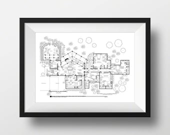 Golden Girls Floor Plan - Golden Girls Gift - TV Show Floor Plan - Poster - Home of Blanche, Sofia, Dorothy, Rose - Golden Girls Art - Black