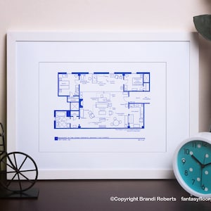 How I Met Your Mother Apartments Blueprint Poster SET - Four Floor Plans for Homes of Ted Mosby, Robin, Lily, Marshall, Barney - Great gift!