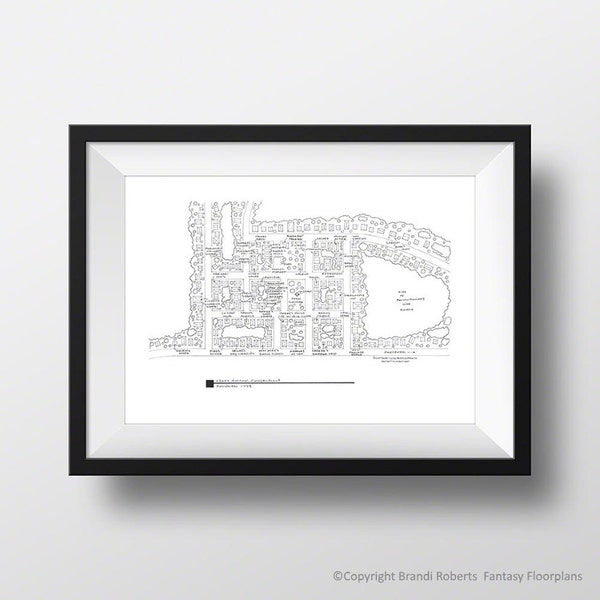 Stars Hollow Hand-Drawn Map Poster - Black & White Print - Lorelai, Rory, Luke's - Unique Christmas Gifts for Moms - Unique Birthday Gifts