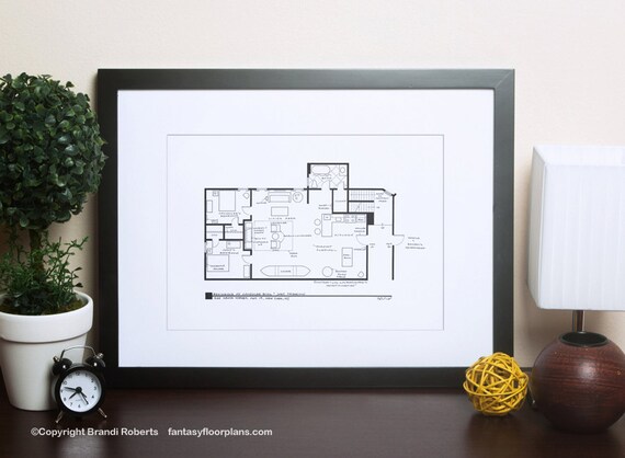 Joey Tribbiani Chandler Bing Apartment Floor Plan Friends Tv Show Gift Friends Poster Friends Print Friends Art Blk