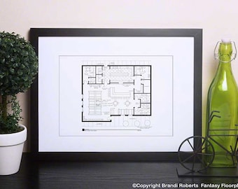 Seinfeld Monk's Cafe Floor Plan Print, Office Wall Art, Living Room Wall Art, Thank you gifts, Graduation gifts, Sister gifts