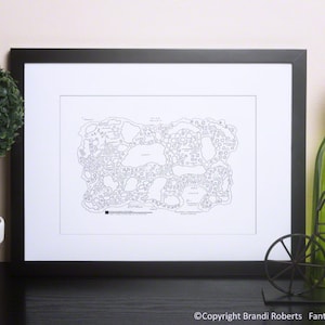 Gilligan&#39;s Island Map Poster - Fictional Blackline Map for Gilligan&#39;s Island - Gilligan&#39;s Island Gift - Unique Gifts - Christmas Gifts
