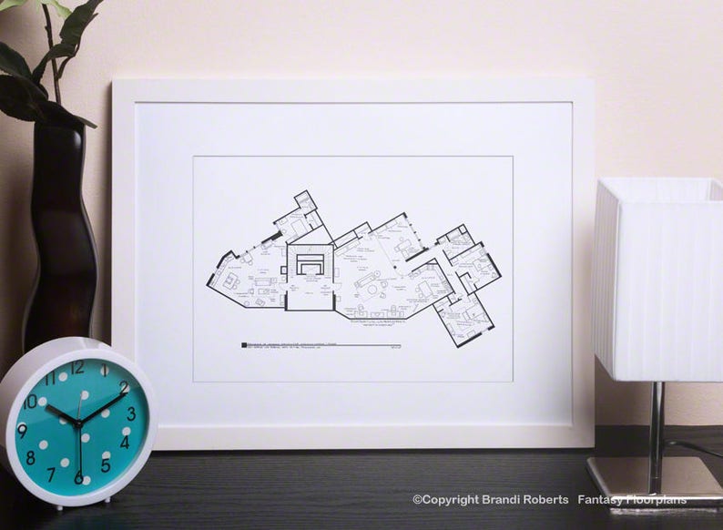 Big Bang Apartment Floor Plan Print Expertly Handdrawn Blackline