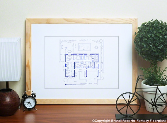 The Sopranos House Floor Plan Poster Blackline Print For The Sopranos House Floor Plan Poster