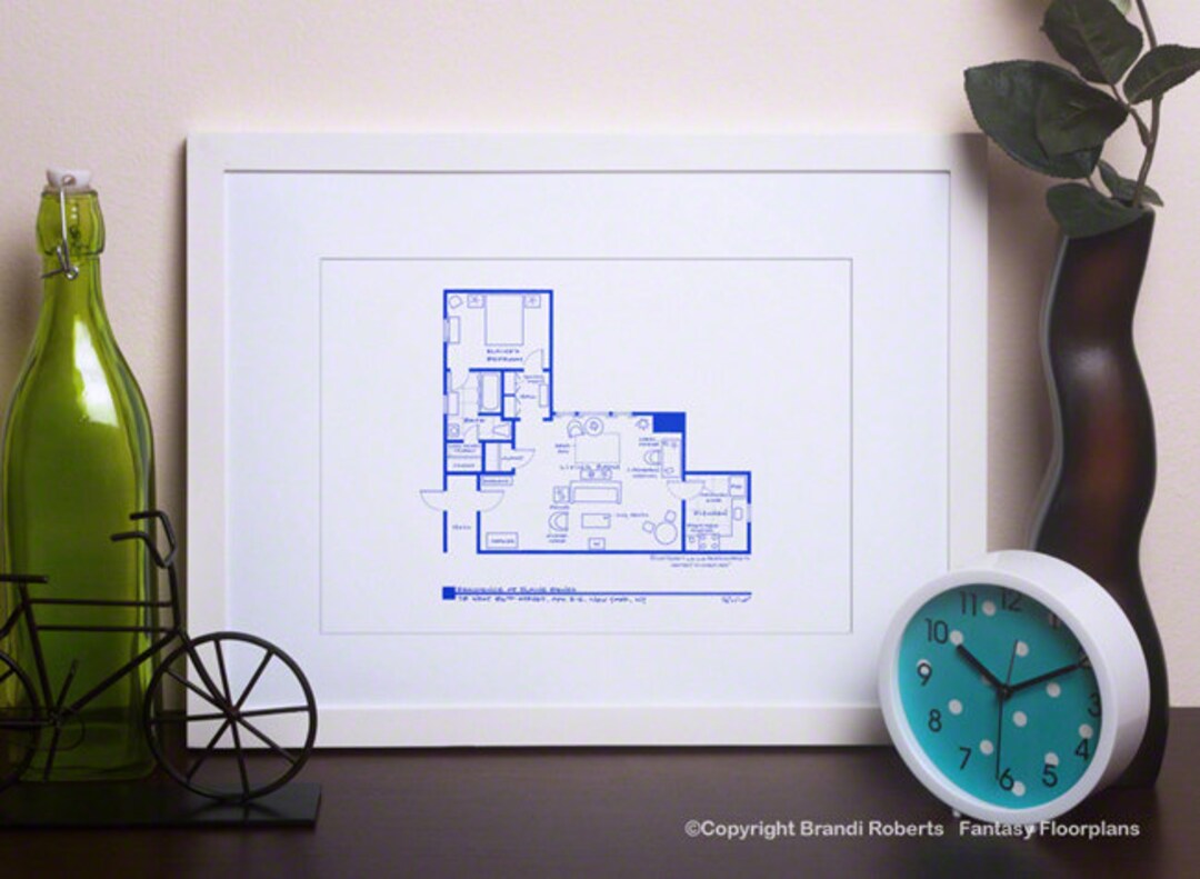 Elaine Benes Apartment Floor Plan, Unique Blue Print Poster Art