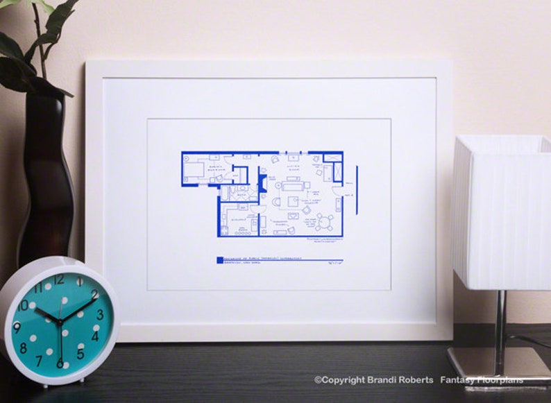 How I Met Your Mother Apartments Blueprint Poster SET Four Floor Plans for Homes of Ted Mosby, Robin, Lily, Marshall, Barney Great gift image 2