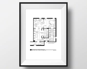 Sex and the City | Art Prints | Set of 5 Apartment TV Floor Plans:  Carrie Bradshaw,  Mr Big, Samantha Jones, Miranda Hobbes, Charlotte York