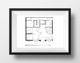 Mayberry Courthouse Floor Plan | The Andy Griffith Show | Sheriff Andy Taylor and Barney Fife Poster | Unique gift for Christmas