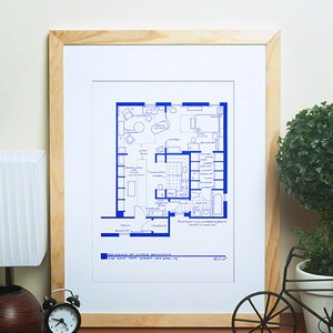 Carrie Bradshaw Apartment Floor Plan - TV Show Floor Plan for Sex and the City - BluePrint Poster of Carrie Bradshaw&#39;s Home - Great gift!