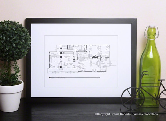 Brady Bunch House Floor Plan Tv Show Floor Plan Black And Etsy