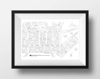 Twin Peaks Map - Twin Peaks Poster - Fictional TV Show Blackline Art - Twin Peaks Washington - Laura Palmer - Dale Cooper - Gift for Her