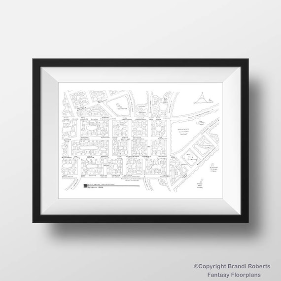 Twin Peaks Map - Twin Peaks Poster - Fictional TV Show Blackline Art - Twin Peaks Washington - Laura Palmer - Dale Cooper - Gift for Her