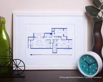 How I Met Your Mother Barney Stinson Apartment Floor Plan - Expertly Hand-Drawn Poster - Unique Wall Decor - Great gift!