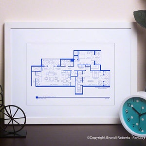 How I Met Your Mother Apartments Blueprint Poster SET Four Floor Plans for Homes of Ted Mosby, Robin, Lily, Marshall, Barney Great gift image 4