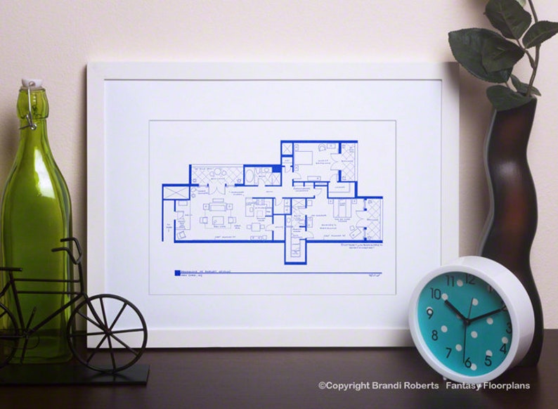 How I Met Your Mother Apartments Blueprint Poster SET Four Floor Plans for Homes of Ted Mosby, Robin, Lily, Marshall, Barney Great gift image 4