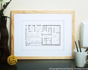 The Office TV Show,  Dunder Mifflin Floorplan,Gift for the Office TV Show, The Office Poster, Black